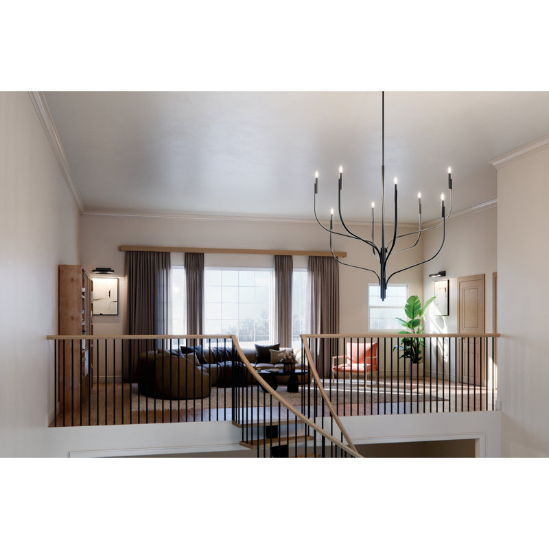 Steel Dimmable Classic / Traditional Chandelier, 47.75" H x 47.75" W x 47.75" D, Satin Black, 8