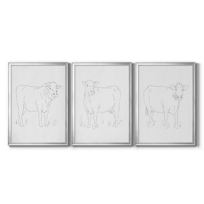 " Limousin Cattle I " 3 - Pieces Painting Print