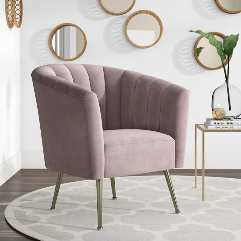 Hurwitz Velvet Barrel Chair, Blush