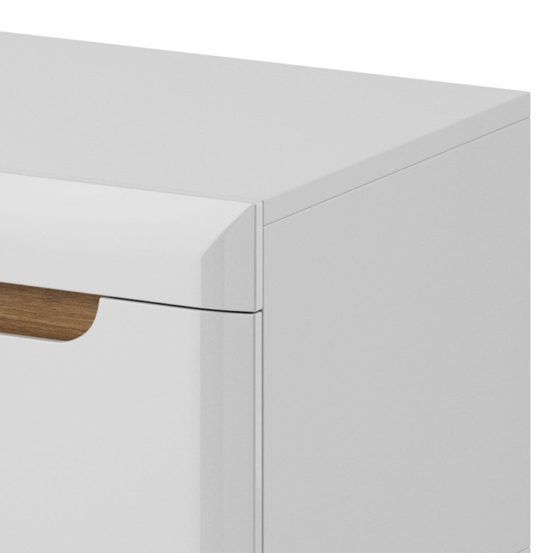 Mya Unfinished TV Stand for TVs up to 48", White gloss/Riviera oak