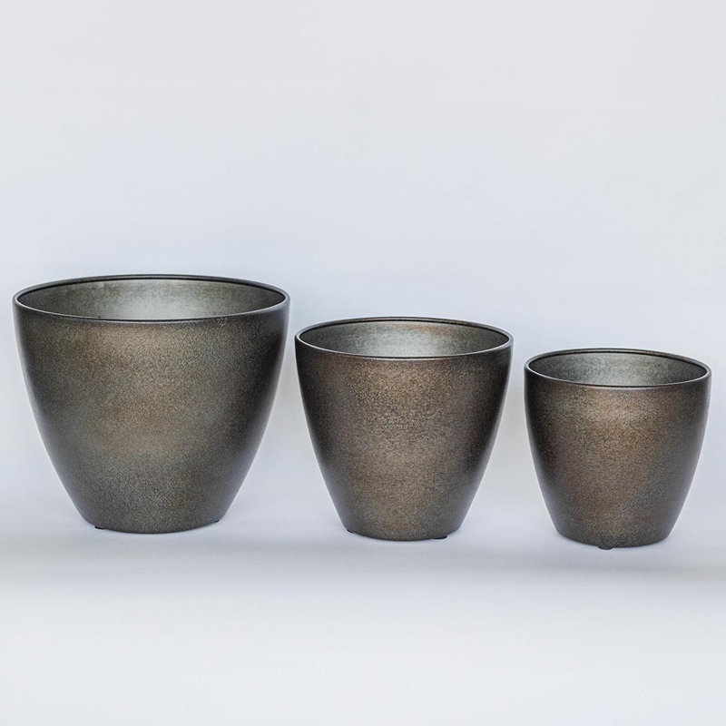 Ensemble de 3 jardinières courbées en fonte, H 10,25 po x l 12,5 po x P 12,5 po, Gris