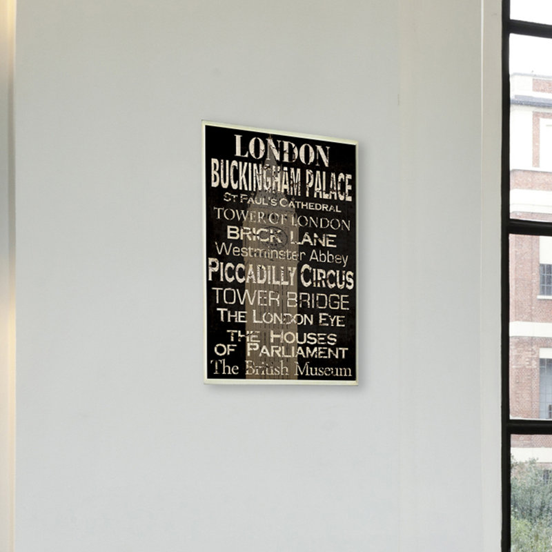Ehme London - reproduction d'art textuel, Plaque murale, H 15 po x l 10 po x P 0,5 po