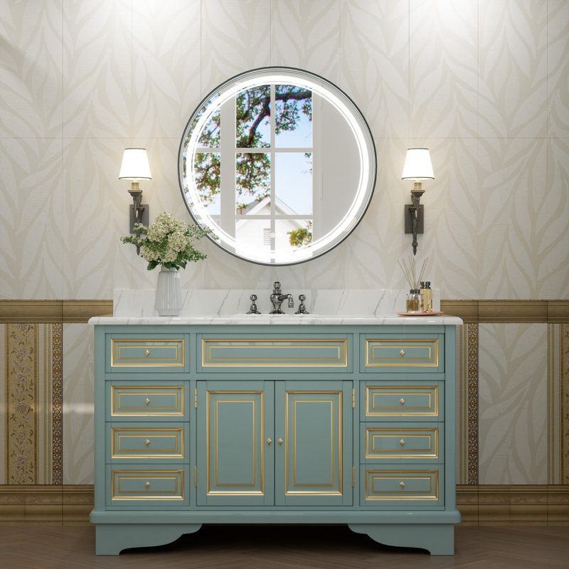 Miroir mural rond Lawnmount , 24 po x 24 po, Noir