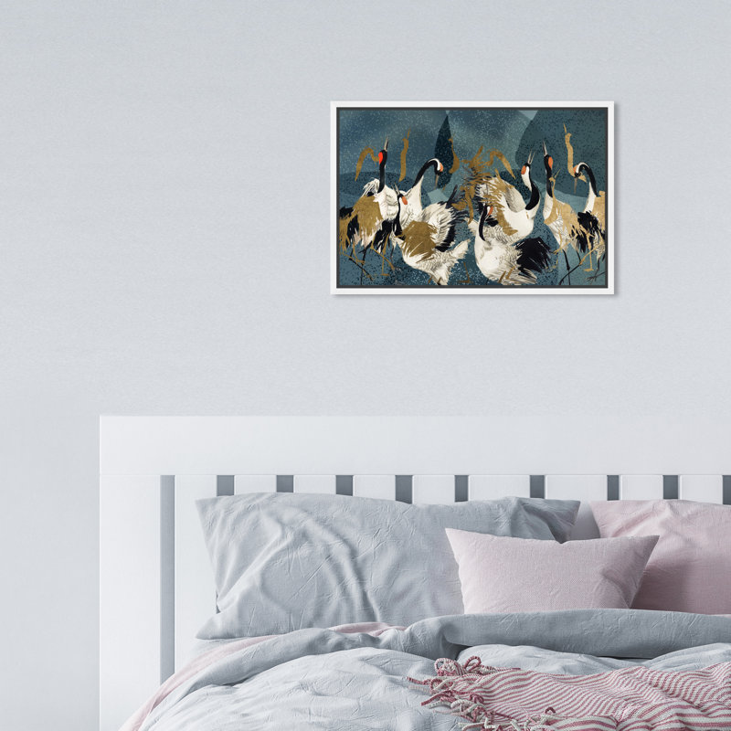 «Crane Love» par Oliver Gal, H 11 po x l 16 po x P 1,75 po, Toile encadrée flottée blanche