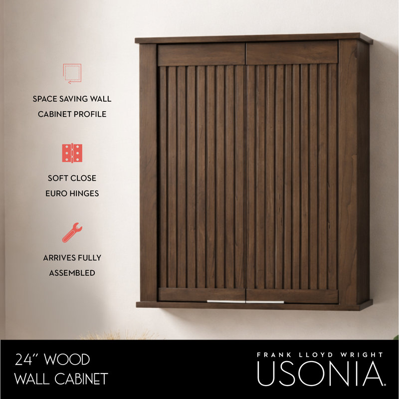 Through Lines Wall Mounted Bathroom Wall Cabinet, Brown