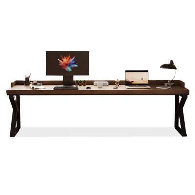 Black+Tan Rectangular Solid Wood desks