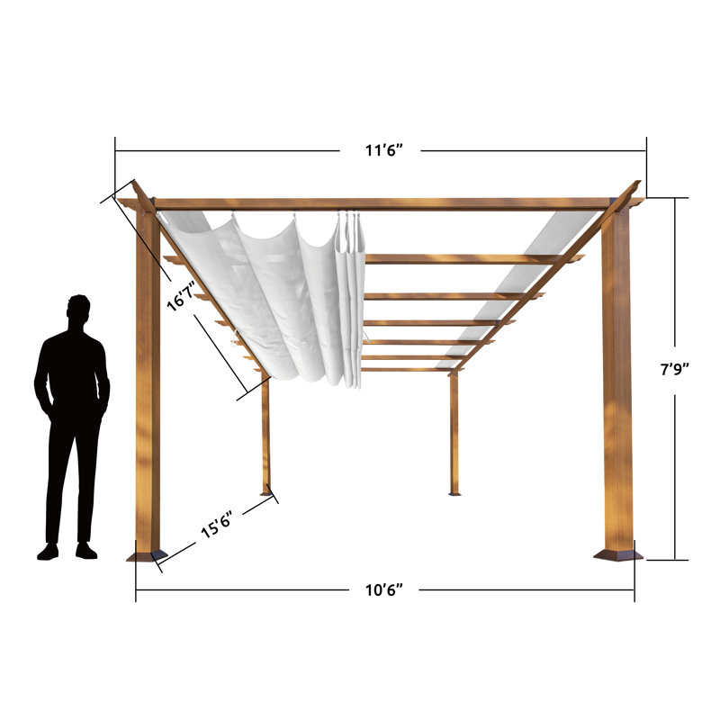 Canadian Cedar 11' x 16' Pergola with Silver Canopy