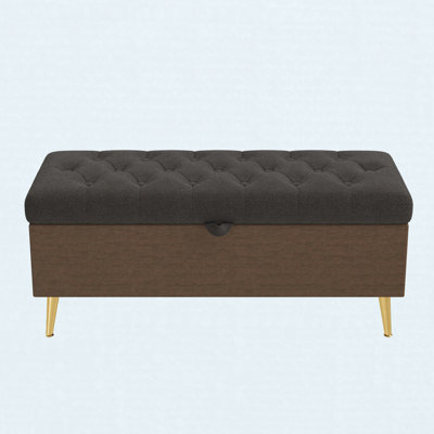 Tufted Upholstered Storage Ottoman Bench for Bedroom and Entryway, Grey