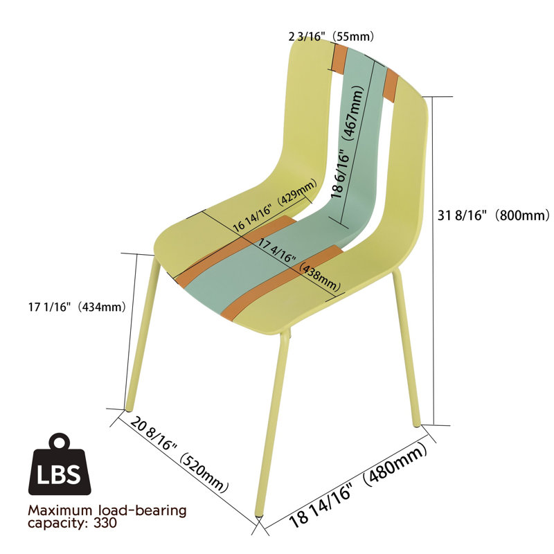 Chaises ergonomiques en plastique PP avec pieds en métal - Design intérieur / extérieur moderne pour le salon, le balcon, le café