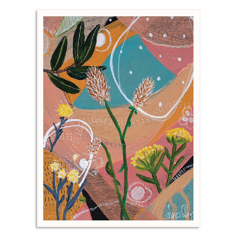 Coastal Wildflowers by Lizzie Alsop - Print, White Wood Unframed, 51" H x 41" W x 1.5" D