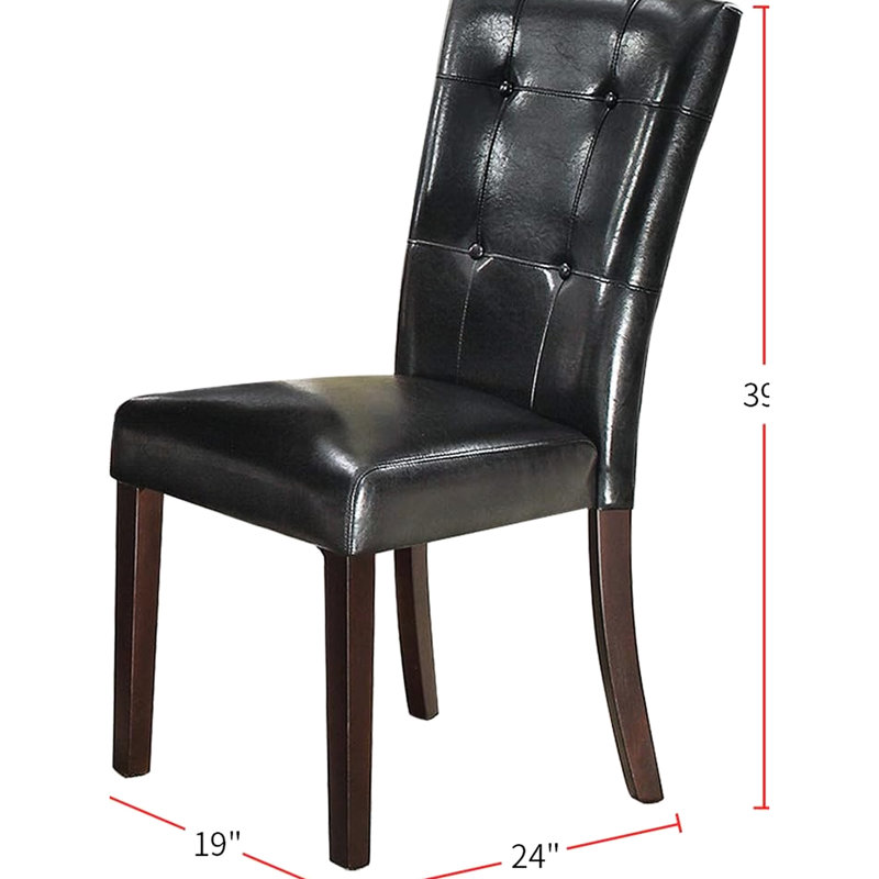 Ensemble de 2 chaises de salle à manger contemporaines en similicuir noir, assise, coussin moderne en bois de bouleau et structure en bois