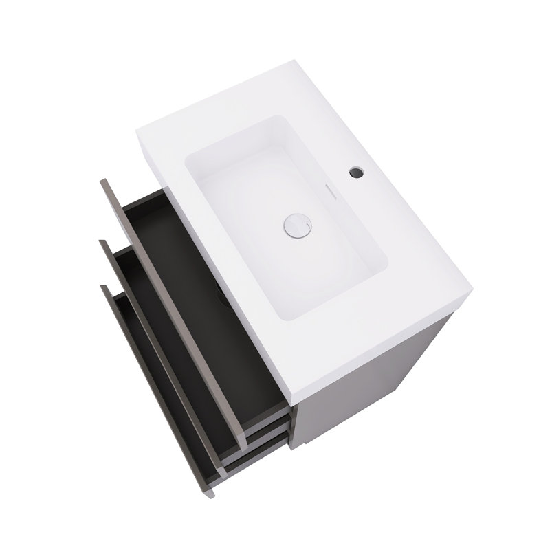 Meuble-lavabo à poser une pièce 30 po, Gris, Blanc