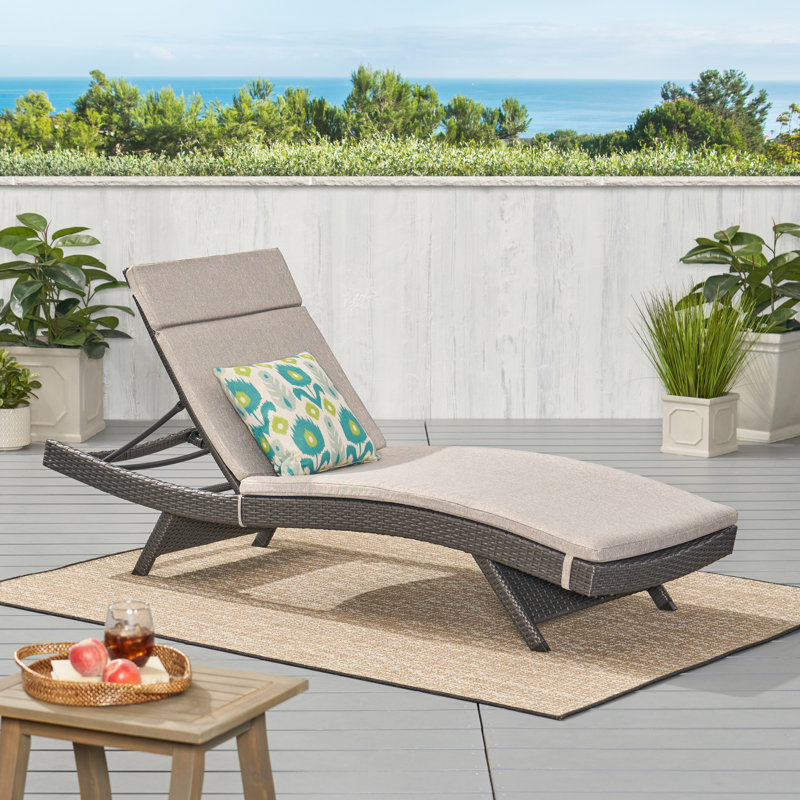 Outdoor Chaise Lounge Set , Cushion Included, Brown, 2, Textured Beige