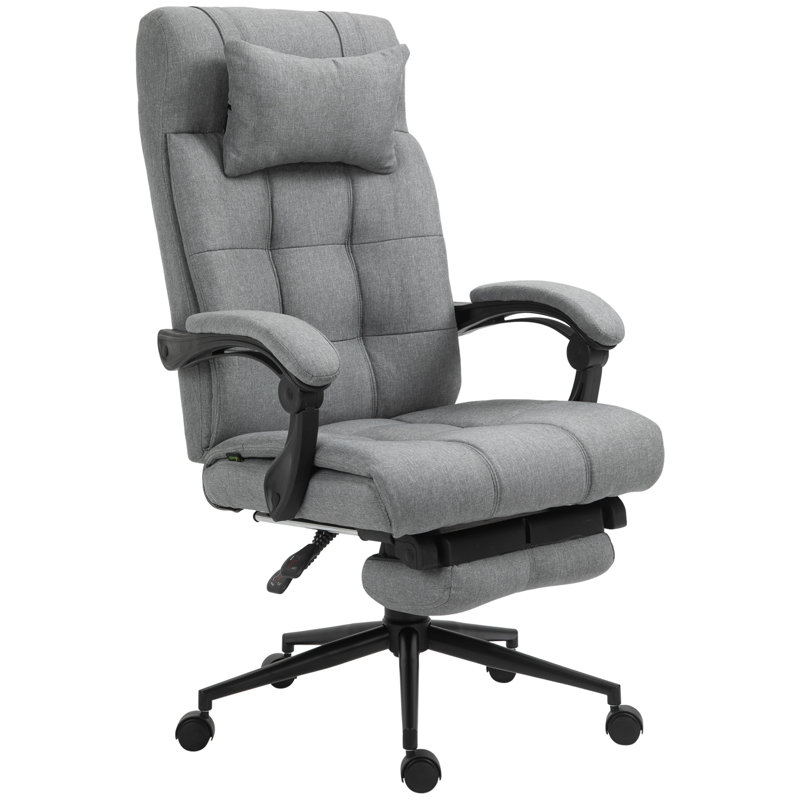 Wedigo Linen Office Chair with Headrest, Light Grey Linen