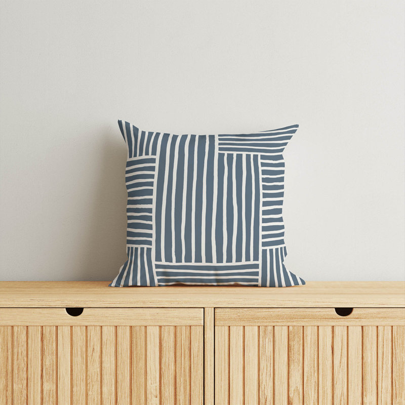 Coussin Grid Puz, H 18 po x l 18 po, Bleu géométrique