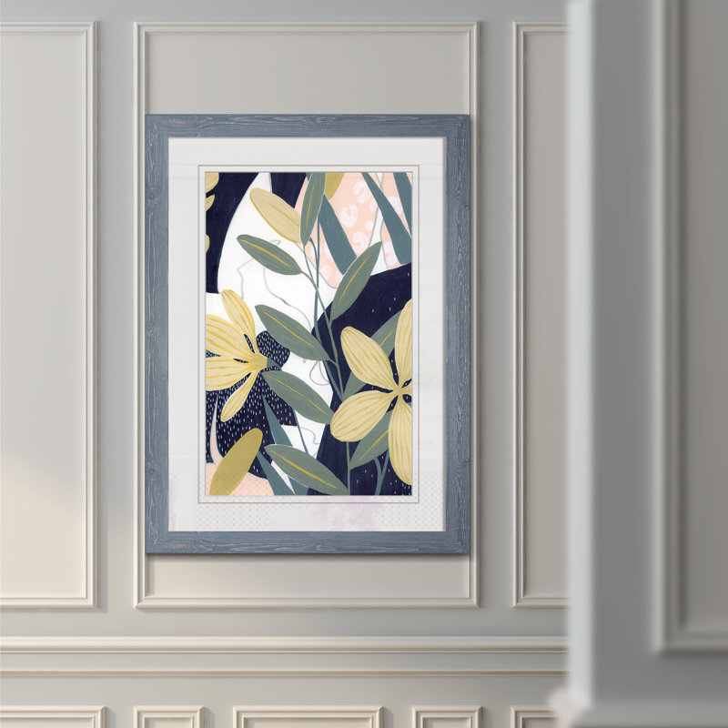 « flores noche ii »-cadre photo, reproduction d’art, H 44 po x l 32 po x P 1,25 po, Papier avec cadre blanc, Blanc