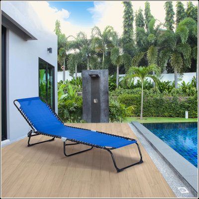 Chaise longue de piscine pliante, chaise de bronzage de patio, chaise longue d'extérieur avec dossier inclinable à 4 positions, siège en filet respirant pour la plage, la cour, le patio