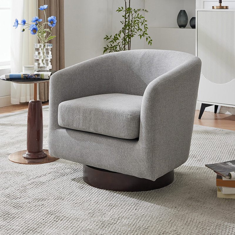 Upholstered Swivel Armchair, Grey