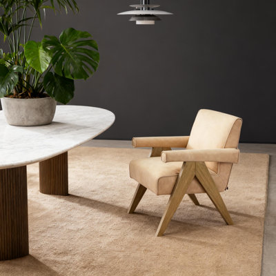 Modern Faux Leather Arm Chair - Sand