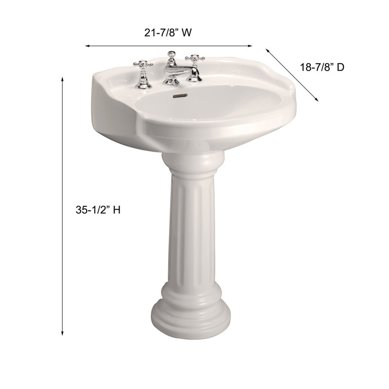 Lavabo de salle de bain ovale en porcelaine vitrifiée avec trop-plein 35,5 Vicki, Bisque, 4" Centres