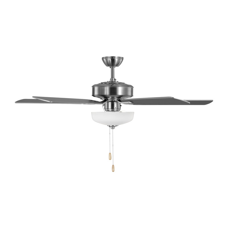 Ventilateur de plafond de 52 po avec éclairage à DEL, Argent / noyer d'Amérique, Acier brossé