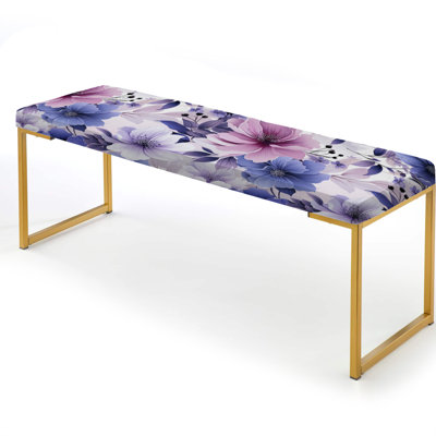 Exquisite Purple Beauty Floral Pattern - Floral Upholstered Gold Bench