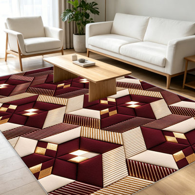 Tapis décoratifs dorés bourgogne pour le salon, doux et confortable, convient à toutes les saisons, facile à entretenir, tapis d'intérieur lavable à la machine, sous la ferme pour la chambre à coucher, la salle à manger, le bureau, le patio, le balcon, la décoration intérieure