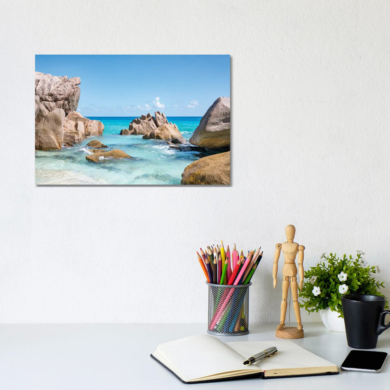 Anse Patates Beach On The Island Of La Digue, Seychelles by Jan Becke - Wrapped Canvas Print, 20.32 cm H x 30.48 cm W