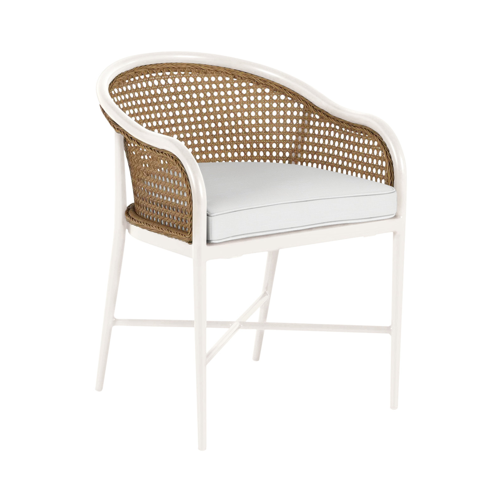 Havana Cane N-Dura Resin Wicker Outdoor Arm Chair, Welt, Chalk/Natural Cane, Perigold Posh Snow
