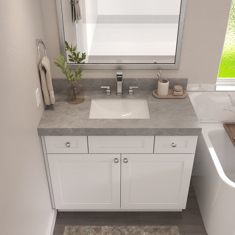 Vasque de salle de bain, 94 cm (L) x 56 cm (P) x 6,5 cm (H), en porcelaine, avec 3 trous prépercés pour robinetterie, gris italien