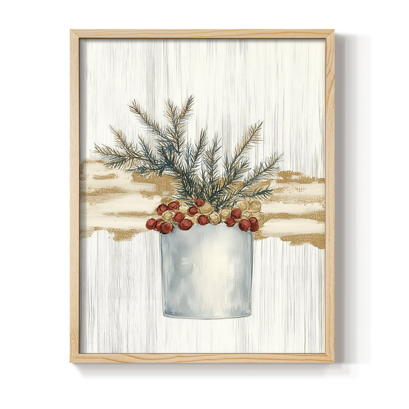 «Christmas Holiday Art» CCXCI, reproduction encadrée - bois massif, Naturel, H 21 po x l 17 po