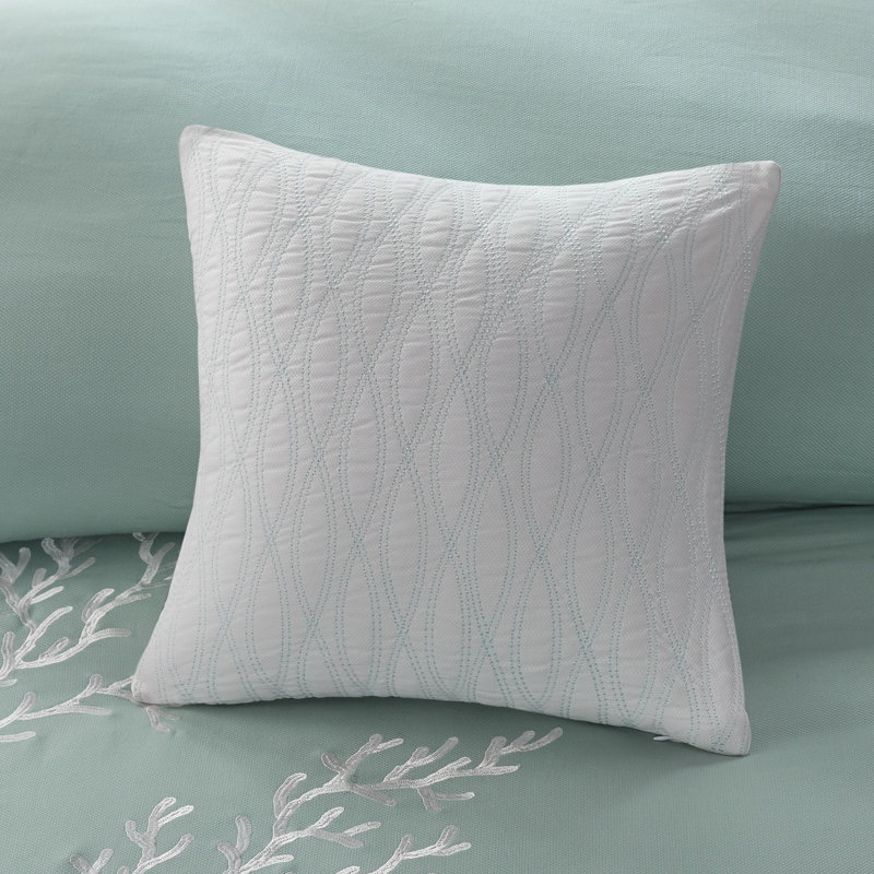 Oversized Cotton Jacquard Comforter Set Aqua, California King Comforter + 2 Shams