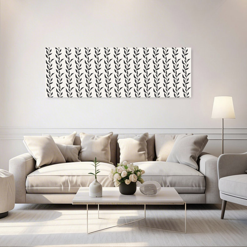 Art mural abstrait de plante biologique, H 20 po x l 60 po