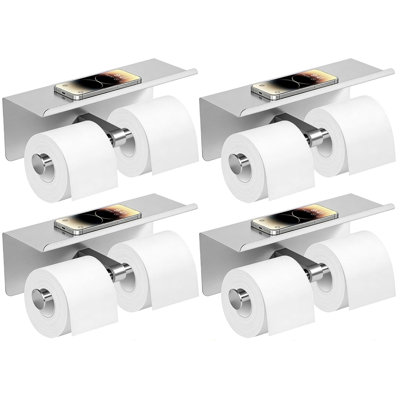 4 Pack Double Toilet Paper Holder With Shelf