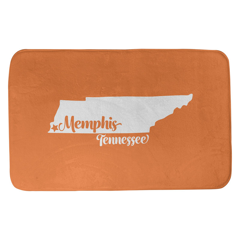 Rectangle Non-Slip Does Not Apply Bath Rug, 21" W x 34" L, Blue, Memphis Tennessee