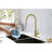 Kitchen Faucet With Pull Down Spray - 360 Rotating High Nozzle, Single Handle For Simple Water Temperature And Flow Adjustment, Corrosion Rust-, Gold Stainless Steel, 15.94 In. Depth, 10.05 Width,-699946872