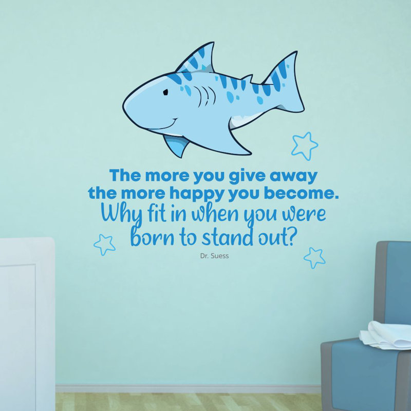 Décalcomanie murale en vinyle « stand cute Shark », H 8 po x l 10 po x P 0,05 po