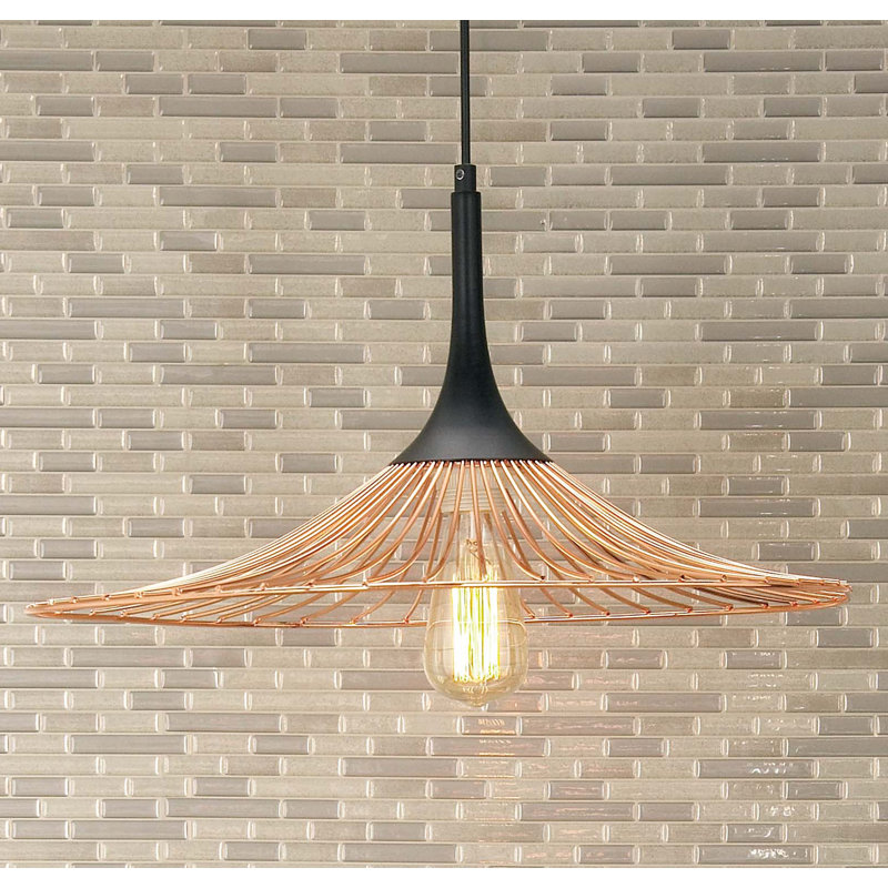 Luminaire suspendu conique à 1 lumière Bokamper, H 11 po x l 21 po x P 20 po, Bronze