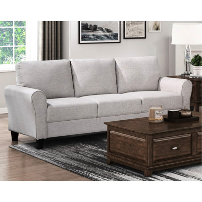 Modern Transitional Home Living Room In Textured Sand Hued Fabric Color, Space Furniture