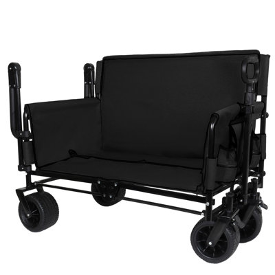 3-in-1 Folding Wagon Cart with Bench Seat & Canopy & Storage