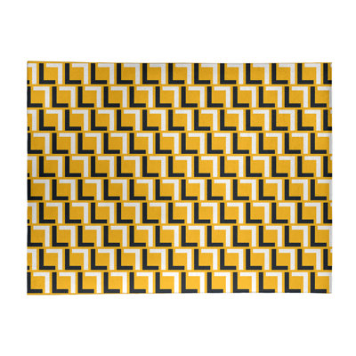 Tapis géométrique jaune / noir / blanc