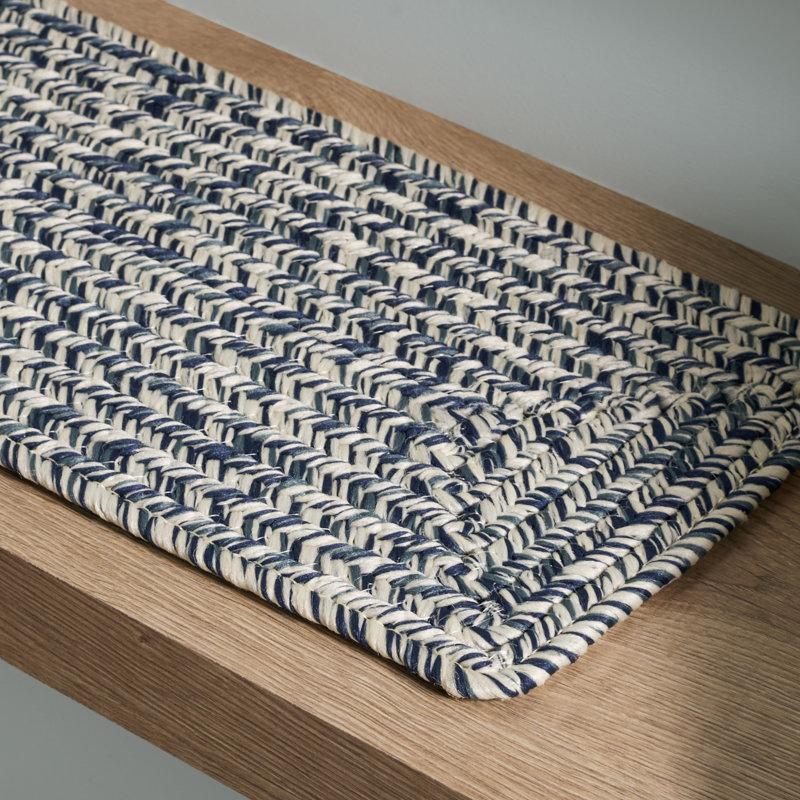 Tapis performance tissé à la main tressé à marches d'escalier 201, Bleu foncé / ivoire, 3