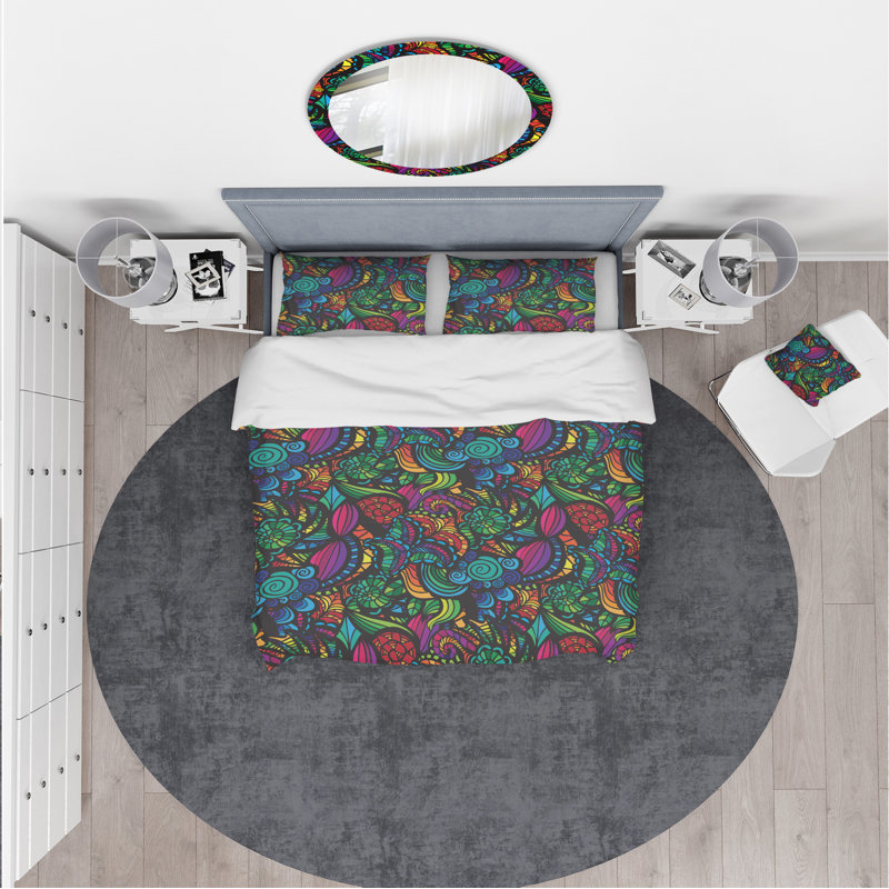 Ensemble de housse de couette bohème et éclectique, Housse de couette très grand + 2 taies décoratives