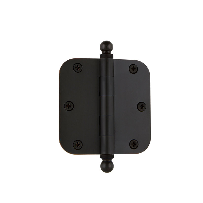 Nostalgic Warehouse 3.5" x 3.5" Ball Tip Residential Hinge with 5/8" Radius Corners, Oil-Rubbed Bronze