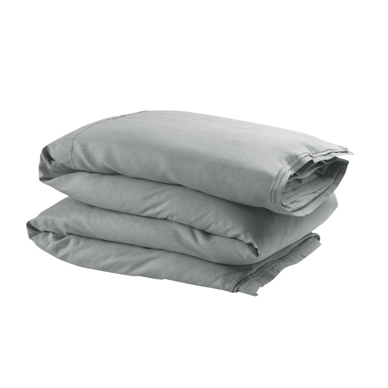 Bloom Linen Duvet Cover, Queen Duvet Cover, Light Gray