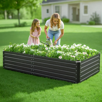 Lit de jardin surélevé en métal, boîte de jardin pour jardin Galvalume 6,7 x 3 x 1,5 pi, conception à fond ouvert, grand lit surélevé pour faire pousser des légumes, des fleurs, des herbes et des plantes grasses