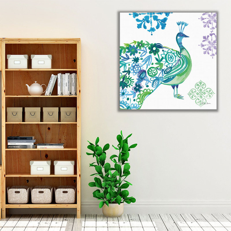 Jewel Peacocks II - reproduction d'art sur toile, H 12 po x l 12 po