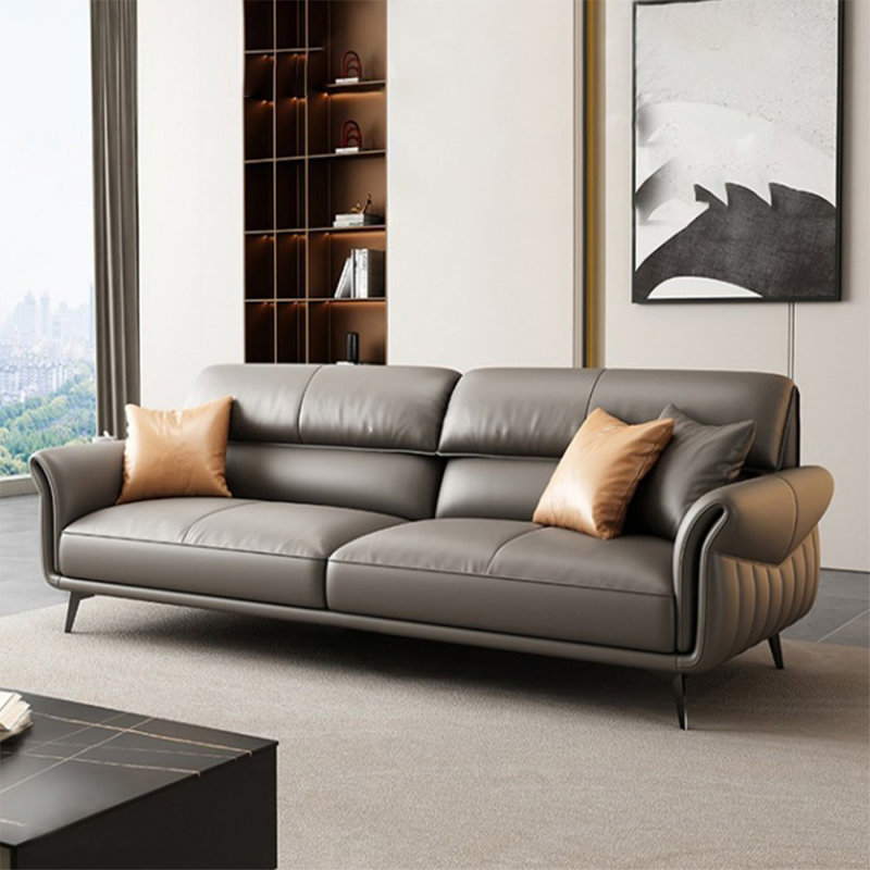 Causeuse-coussin standard en cuir véritable gris