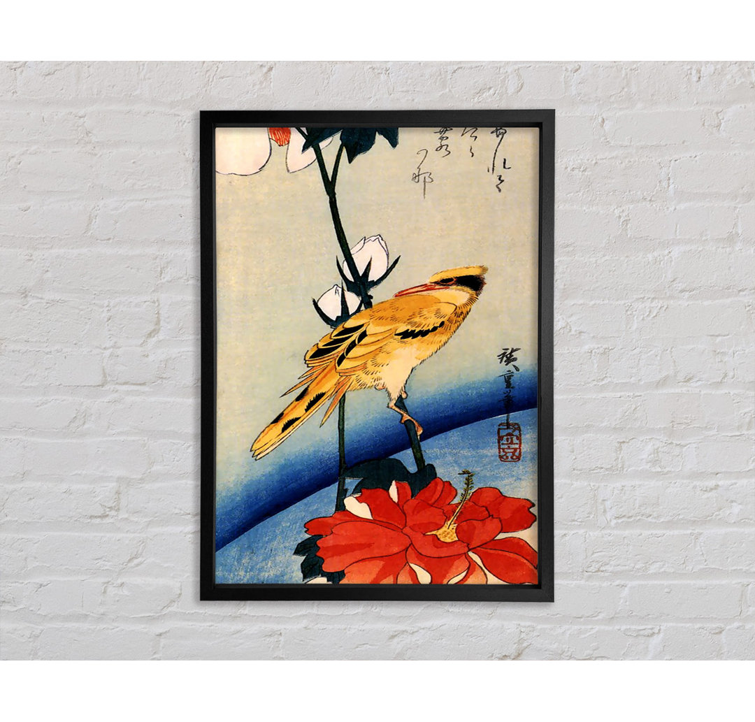 Goldener Oriole auf einem Hibiskuszweig von Hiroshige - Einzelbildrahmen Kunstdrucke auf Leinwand