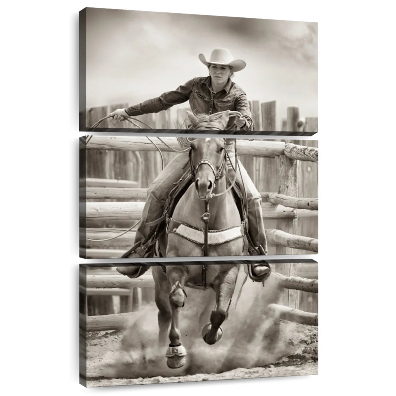 Brampt Ride contre Em Cowgirl, H 38 po x l 24 po